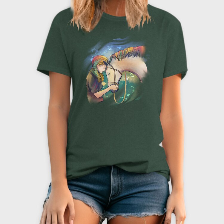 Horse Girl Colorful Hair, Tricou Barbati (Unisex)