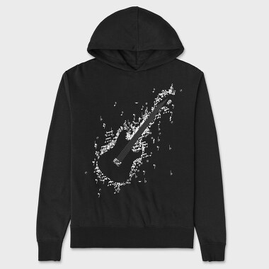 Electric Guitar Formed by Notes and Signs, Hanorac Oversize Barbati (Unisex)