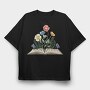 Book With Flowers Watercolor, Tricou Oversize Barbati (Unisex)