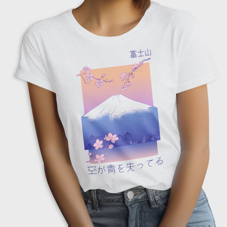 Japanese Mountain Landscape Vaporwave Anime, Tricou Femei