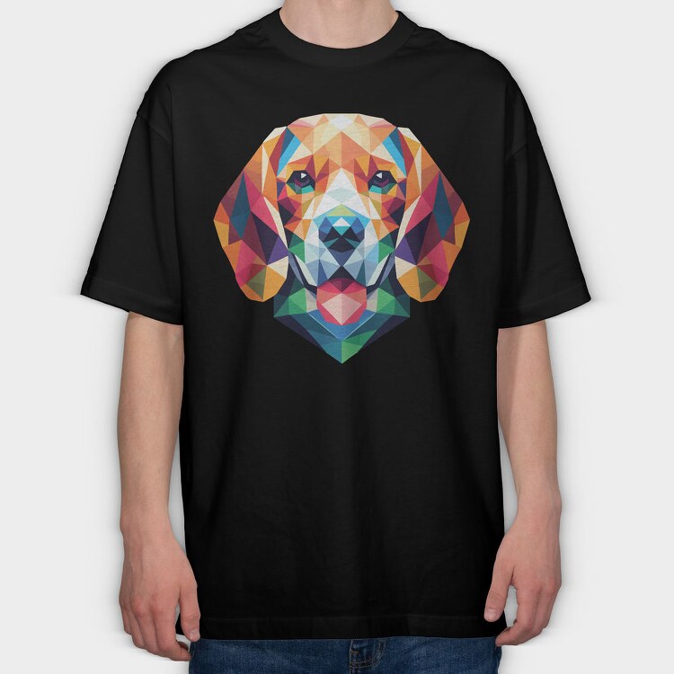 Geometric Beagle, Tricou Oversize Barbati (Unisex)