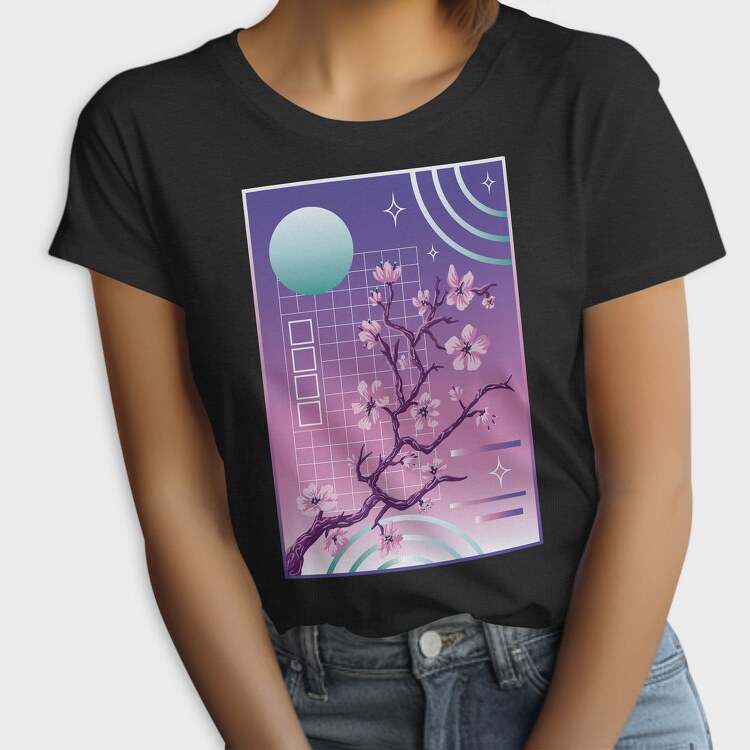 Japanese Sakura Vaporwave Tree, Tricou Femei