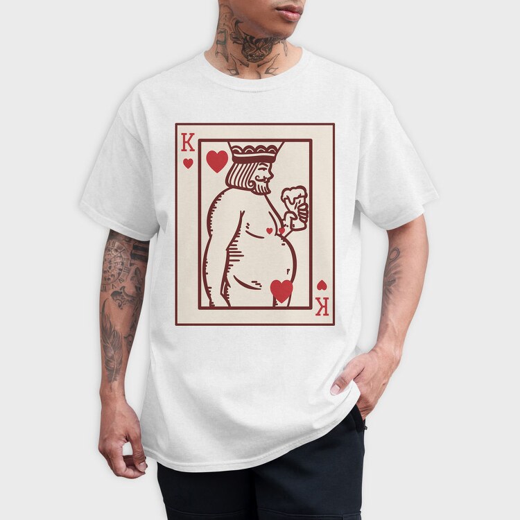 Chubby King Of Hearts Card, Tricou Barbati (Unisex)
