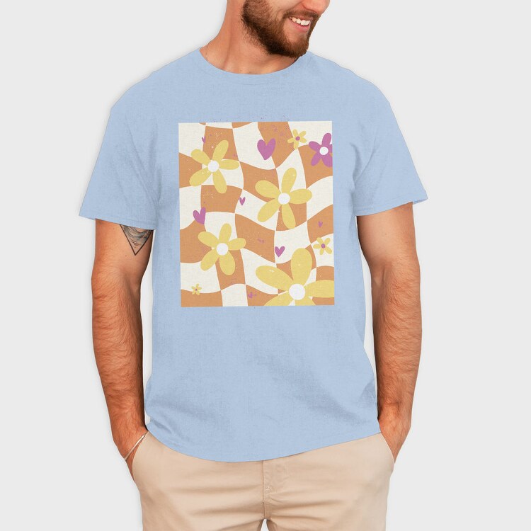 Danish Pastel Floral Checkered, Tricou Barbati (Unisex)