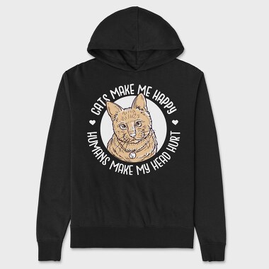 Cats Make Me Happy, Hanorac Oversize Barbati (Unisex)