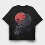 Japanese Style Crow, Tricou Oversize Barbati (Unisex)