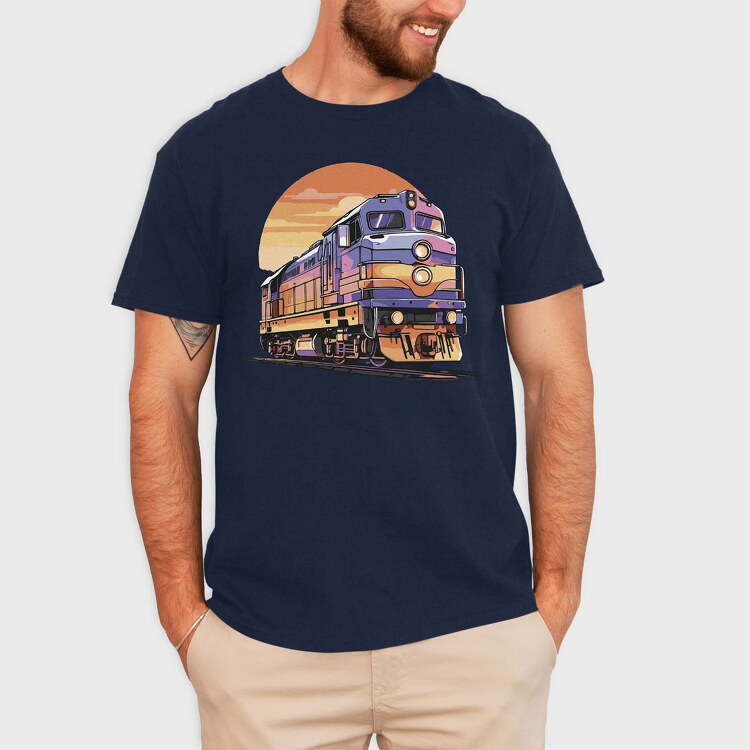 Retro Train, Tricou Barbati (Unisex)