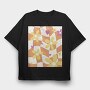 Danish Pastel Floral Checkered, Tricou Oversize Barbati (Unisex)