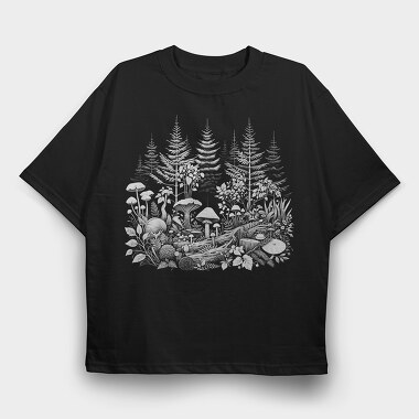 Mushroom Pine Forest, Tricou Oversize Barbati (Unisex)