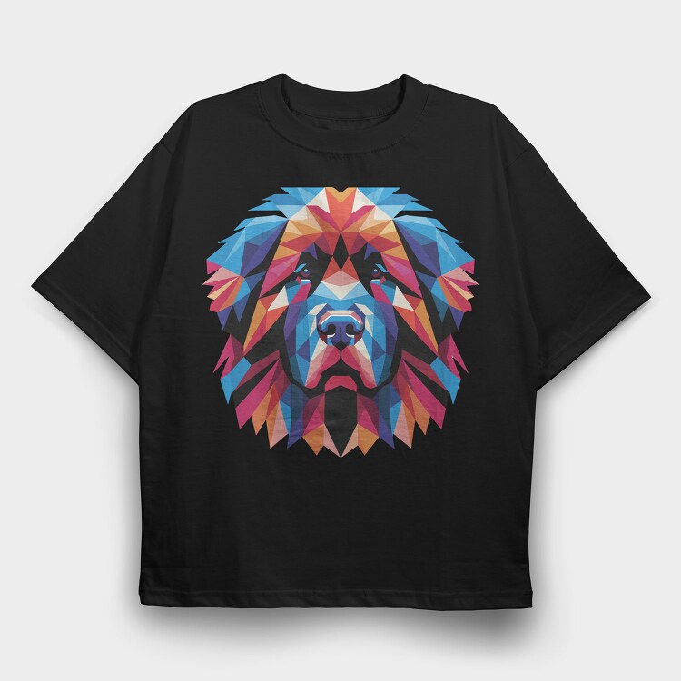 Geometric Newfoundland Dog, Tricou Oversize Barbati (Unisex)