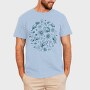 Circle Of Flowers And Leaves Botanical Line Elements, Tricou Barbati (Unisex)