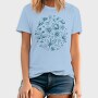 Circle Of Flowers And Leaves Botanical Line Elements, Tricou Barbati (Unisex)