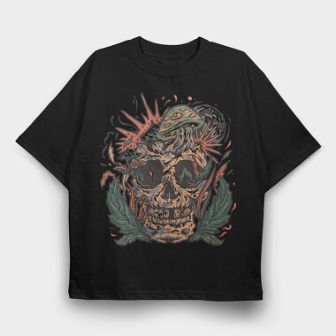 Mushroom Skull Flora, Tricou Oversize Barbati (Unisex)