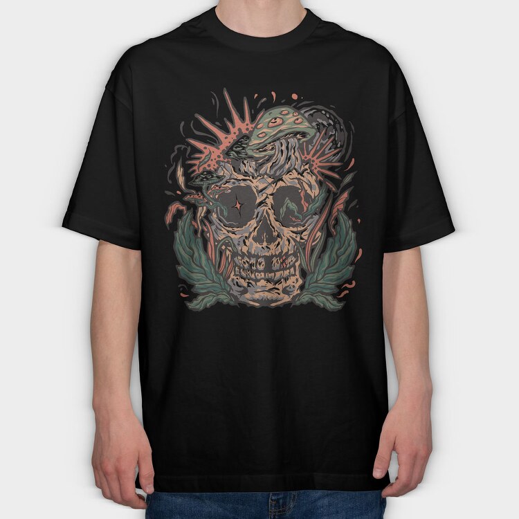 Mushroom Skull Flora, Tricou Oversize Barbati (Unisex)