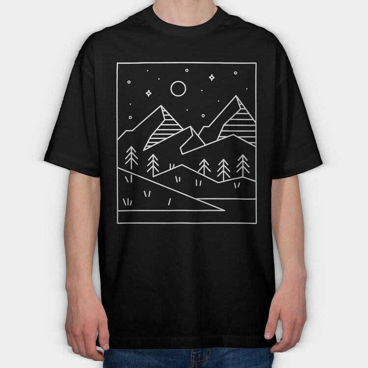 Geometric Rectangle Landscape, Tricou Oversize Barbati (Unisex)