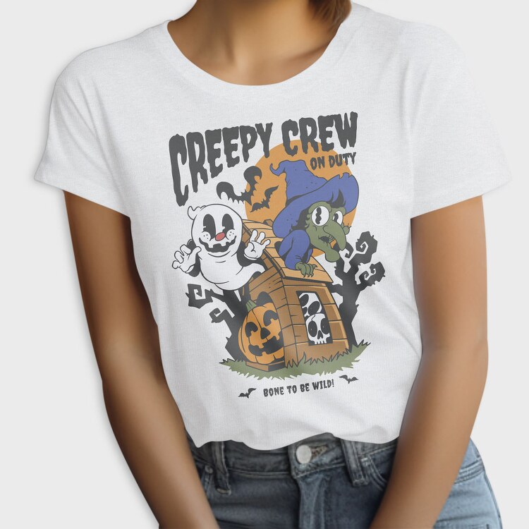 Retro Ghost Halloween Creepy Crew, Tricou Femei