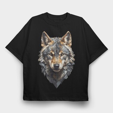 Geometric Wolf Head, Tricou Oversize Barbati (Unisex)