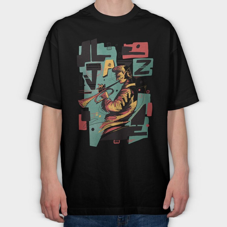 Jazz Musician Abstract Music, Tricou Oversize Barbati (Unisex)