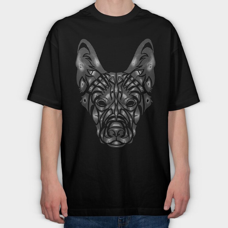 German Shepherd Dog Animal Monochrome Fade, Tricou Oversize Barbati (Unisex)