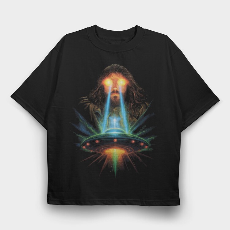 Jesus And Ufo, Tricou Oversize Barbati (Unisex)