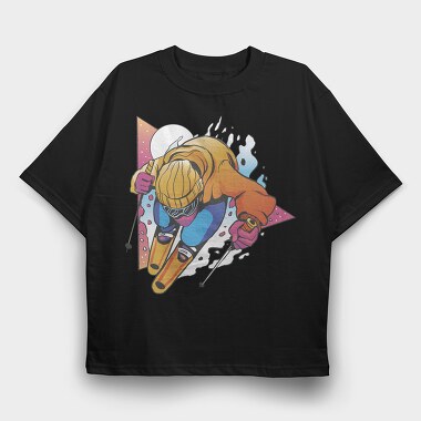 Retro Ski Triangle, Tricou Oversize Barbati (Unisex)