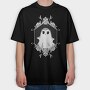 Ghost With Floral Decoration, Tricou Oversize Barbati (Unisex)