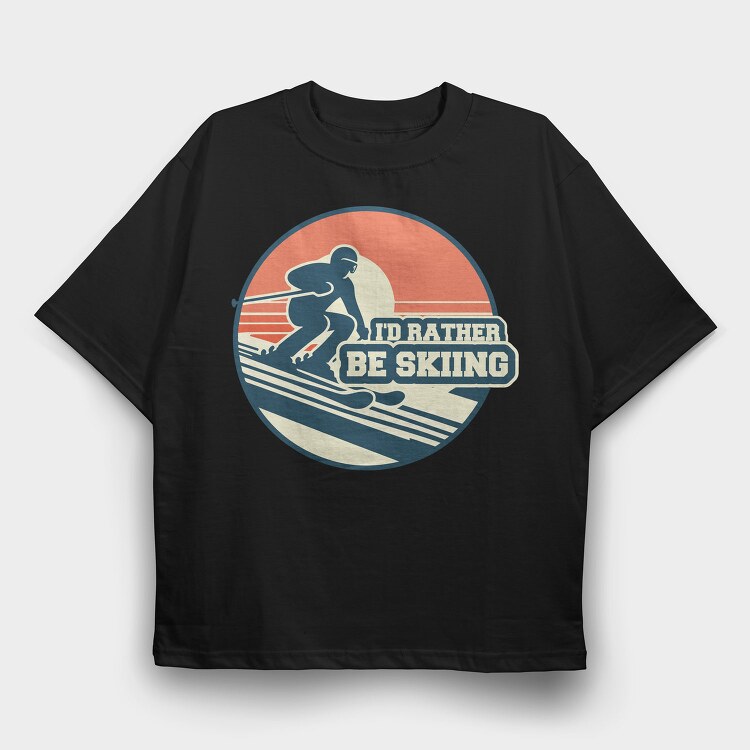 Retro Skiing Enthusiast Be Skiing, Tricou Oversize Barbati (Unisex)