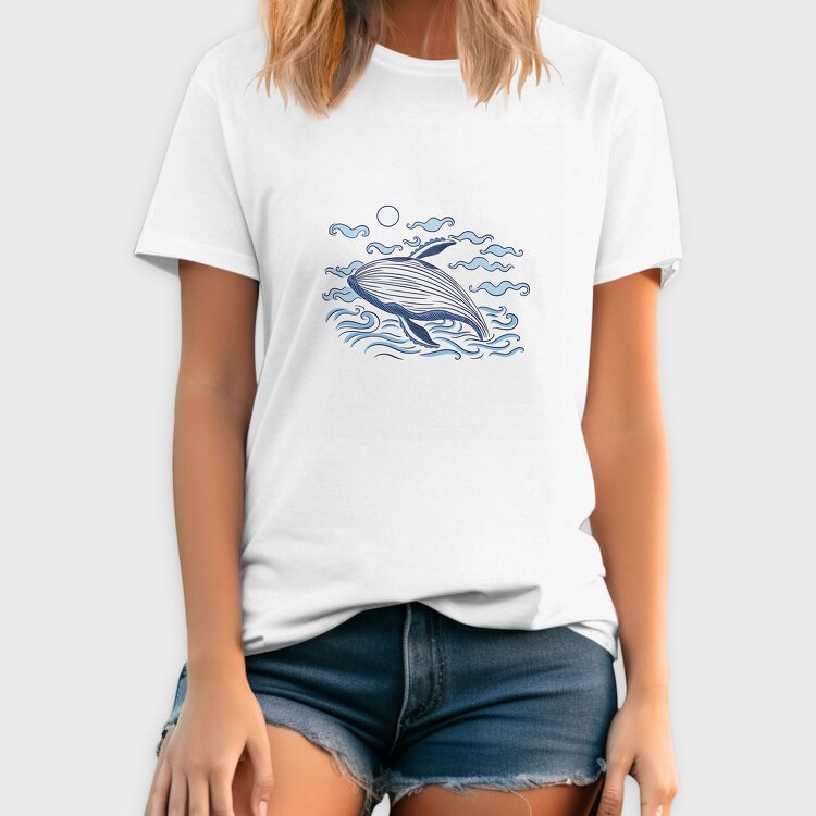 Whale Ocean Illustration, Tricou Barbati (Unisex)