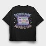 Turn The Music Up Vaporwave Radio, Tricou Oversize Barbati (Unisex)