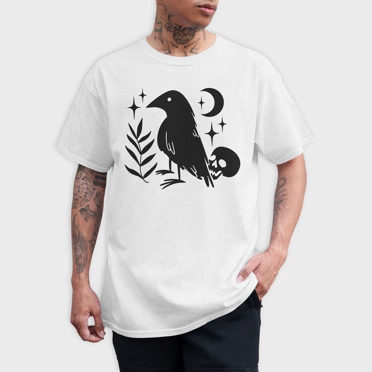 Night Raven And Skull Mug, Tricou Barbati (Unisex)