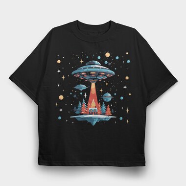 Ufo Christmas Tote, Tricou Oversize Barbati (Unisex)