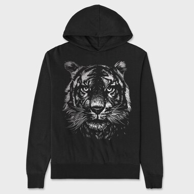 Tiger Monochrome, Hanorac Oversize Barbati (Unisex)