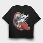 Unicorn And Monster Mouth Eaten, Tricou Oversize Barbati (Unisex)
