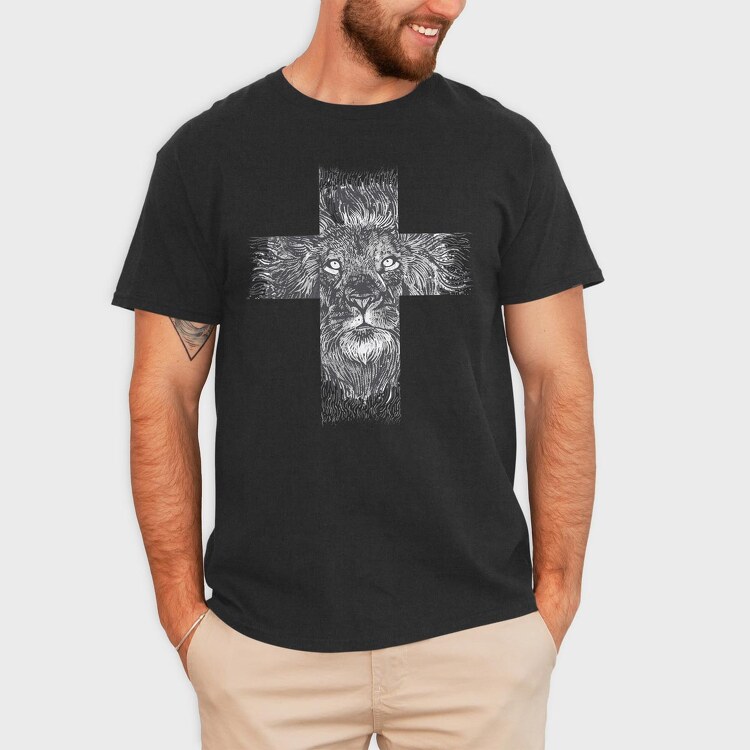 Lion Cross, Tricou Barbati (Unisex)