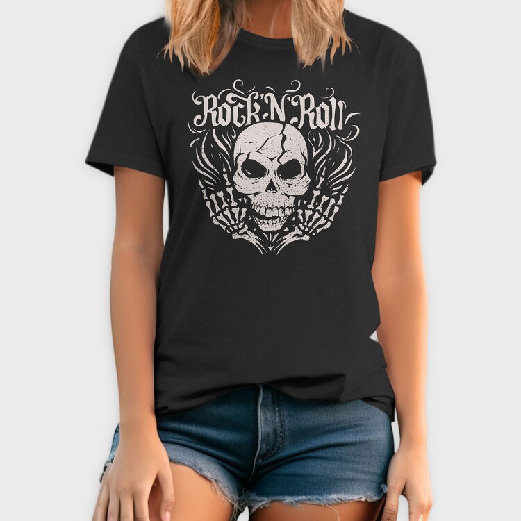 Rock And Roll Skull Skeleton, Tricou Barbati (Unisex)