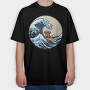 Great Wave With Meeple Surf, Tricou Oversize Barbati (Unisex)