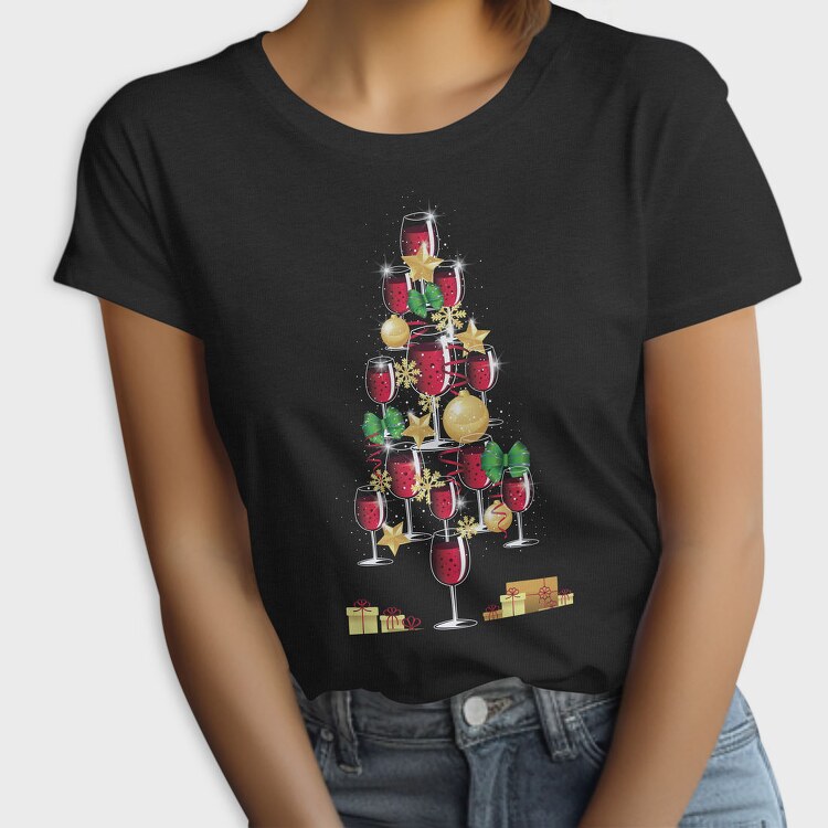 Wine Christmas Tree 001, Tricou Femei