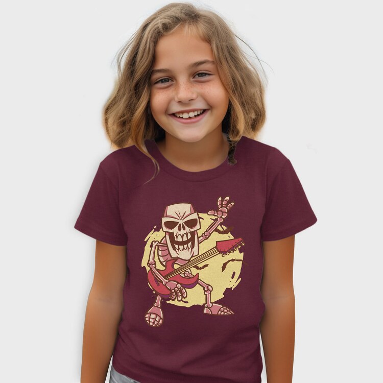 Rock Guitar Skeleton Cartoon, Tricou Copii