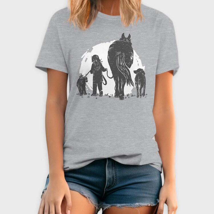 Girl And Animals, Tricou Barbati (Unisex)