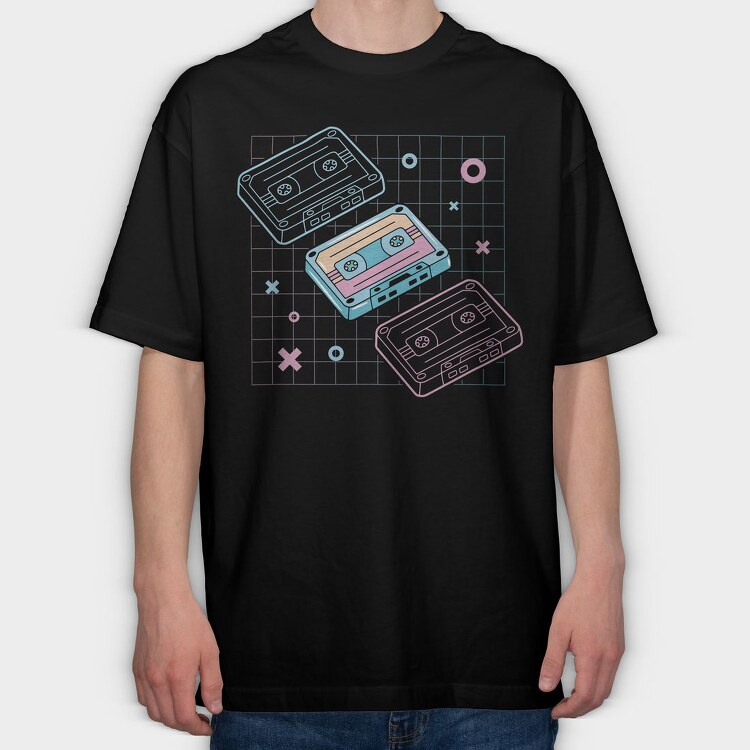 Cassette Tape Music Vaporwave Electronics, Tricou Oversize Barbati (Unisex)