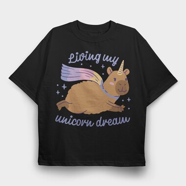 Unicorn Dream Capybara, Tricou Oversize Barbati (Unisex)