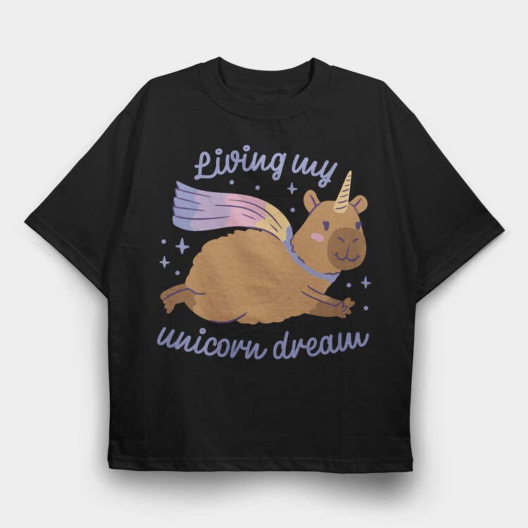 Unicorn Dream Capybara, Tricou Oversize Barbati (Unisex)
