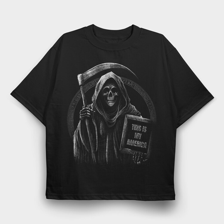 Grim Reaper Humor Sign, Tricou Oversize Barbati (Unisex)