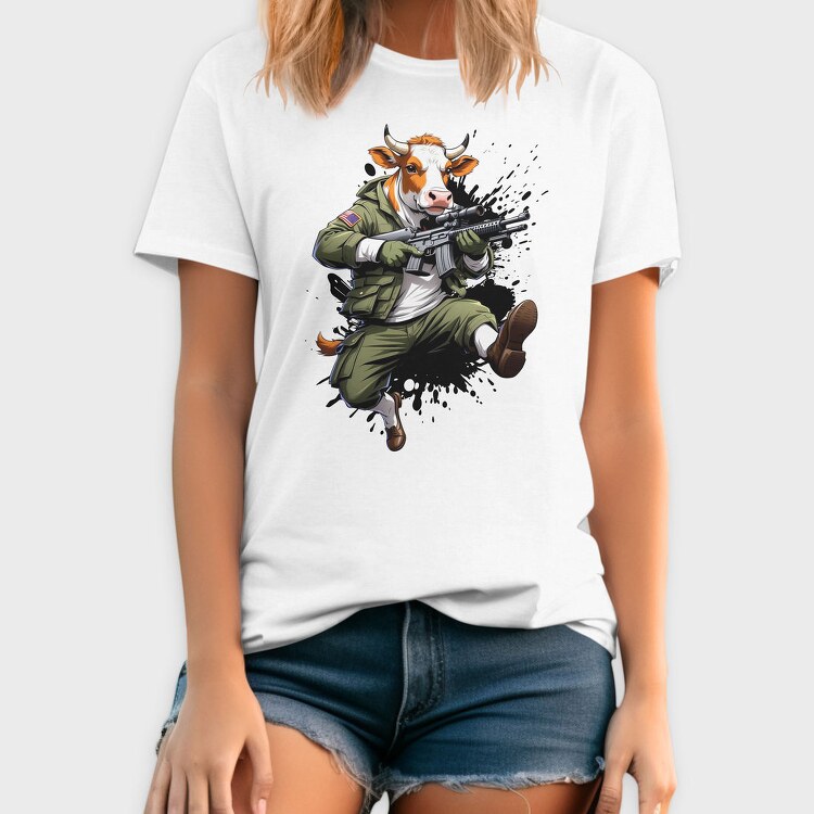 Armed Cow Character, Tricou Barbati (Unisex)