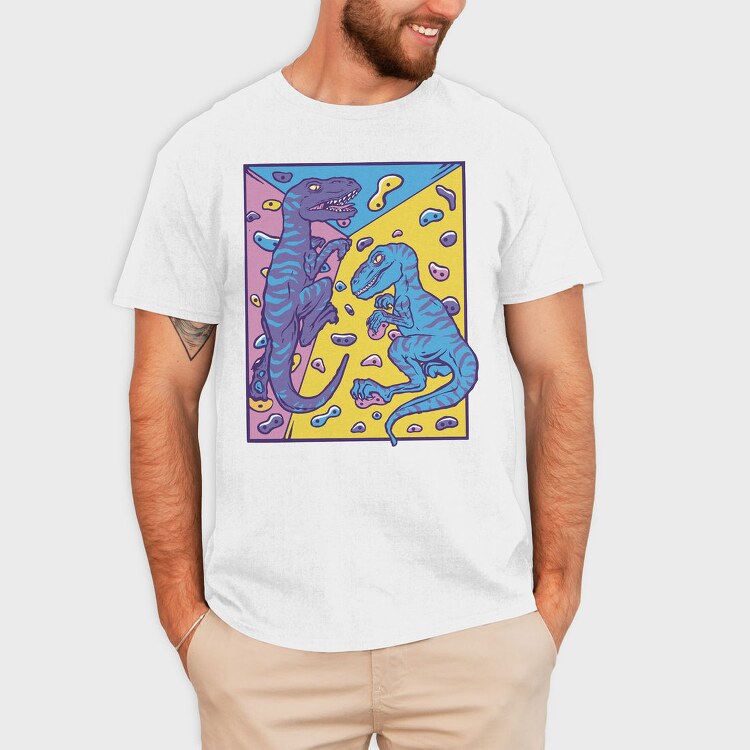 Dinosaurs Indoor Rock Climbing Velociraptor, Tricou Barbati (Unisex)