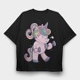 Unicorn Lifting Weights Kawaii Working Out, Tricou Oversize Barbati (Unisex)