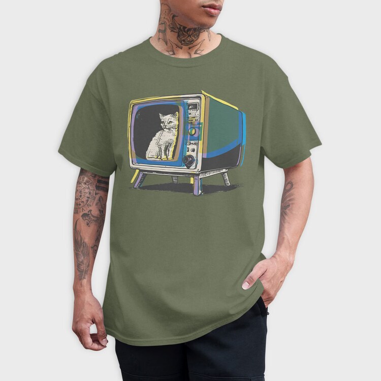 Cat Inside Tv, Tricou Barbati (Unisex)