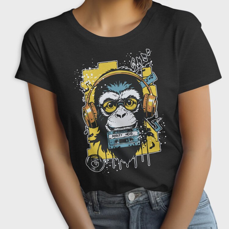 Groovy Monkey Dj Music Head, Tricou Femei