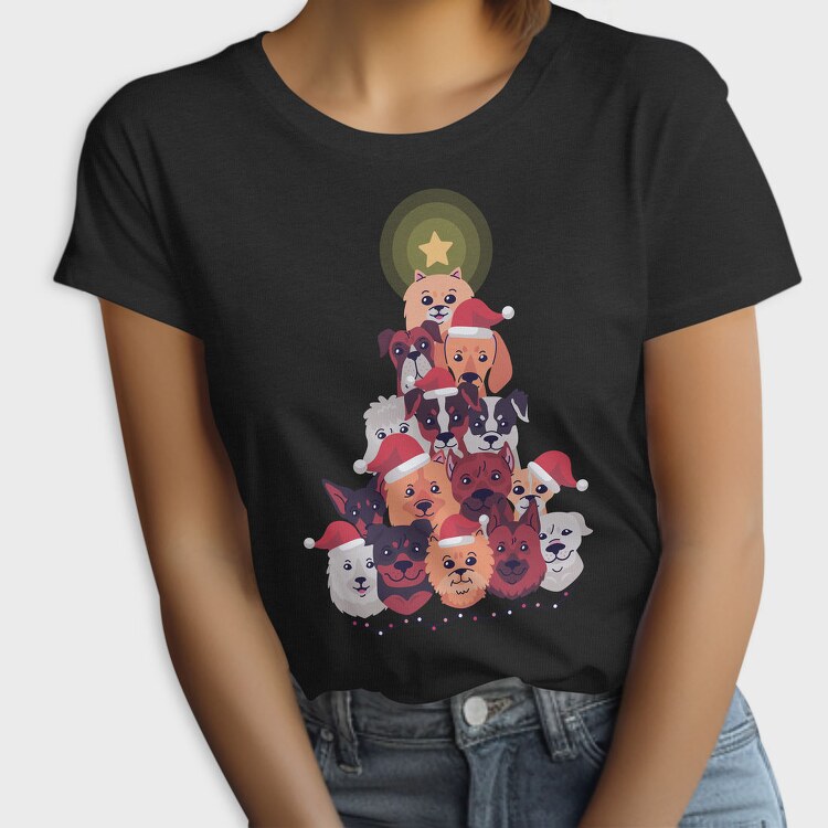 Dog Christmas Tree, Tricou Femei
