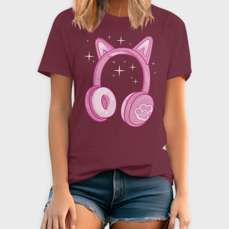 Kawaii Pink Headphones, Tricou Barbati (Unisex)